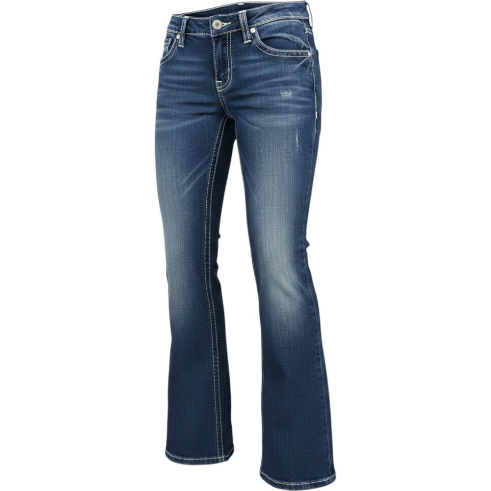 Big Star Maddie Bootcut Jeans Womens 28XL Blue Excellent Mid Rise Embroidered